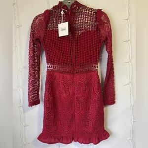 Hello Molly Wine Crochet Dress